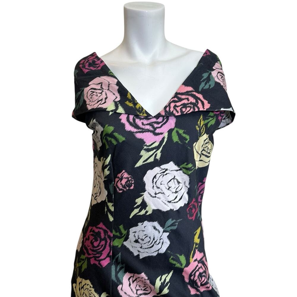 Janie Bryant x Unique Vintage Rose Print Off Shoulder Wiggle Dress Large NWT - Picture 3 of 13